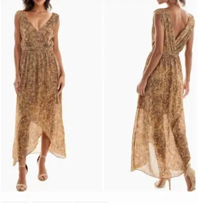 Socialite High Low Maxi Dress In Neutral Patterned In Brown