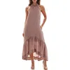Socialite High/low Halter Dress In Deep Taupe