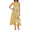 Socialite High/low Halter Dress In Yellow/sage