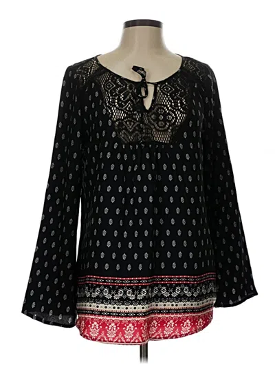 Pre-owned Socialite Long Sleeve Blouse In Black