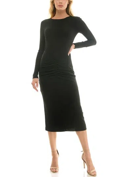Socialite Long Sleeve Body-con Dress In Brown