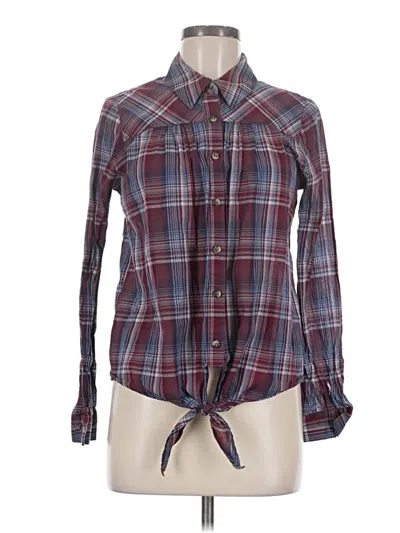 Pre-owned Socialite Long Sleeve Button Down Shirt In Burgundy