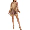 Socialite Long Sleeve Ruffle Tiered Minidress In Multi
