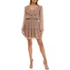 Socialite Long Sleeve Tiered Ruffle Minidress In Gray