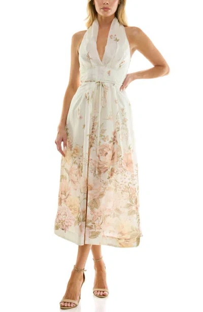 Socialite Midi Halter Dress In White