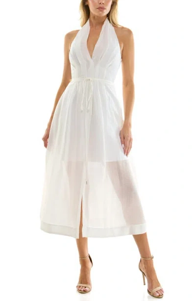 Socialite Midi Halter Dress In White