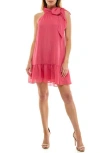 Socialite Neck Tie Halter Minidress In Red
