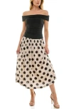 Socialite Off-the-shoulder Mix Media Midi Dress