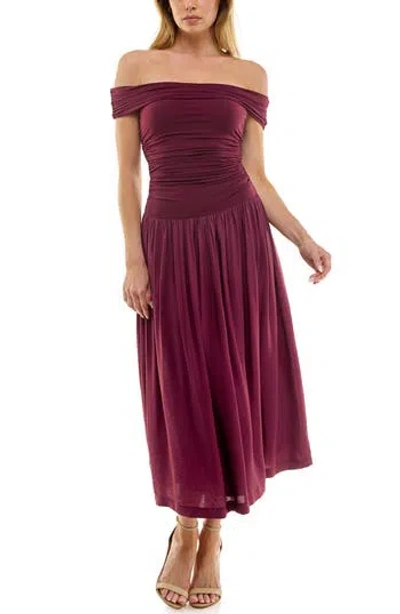Socialite Off-the-shoulder Mix Media Midi Dress
