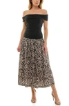 Socialite Off-the-shoulder Mix Media Midi Dress