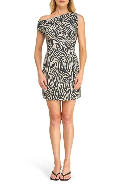 Socialite One-shoulder Pleated Minidress In Black
