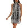 Socialite Paisley Shift Minidress In Gray