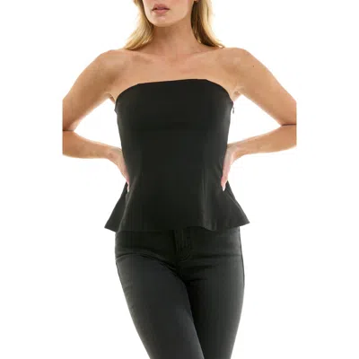 Socialite Peplum Tube Top In Black