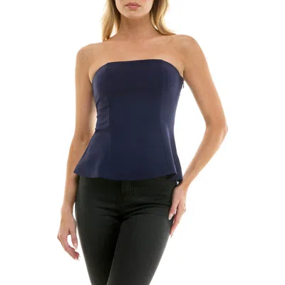 Socialite Peplum Tube Top In Blue