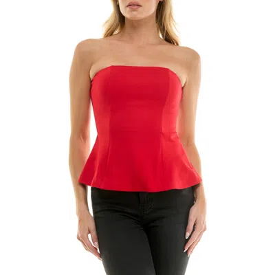 Socialite Peplum Tube Top In Red