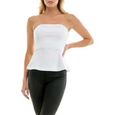 Socialite Peplum Tube Top In White