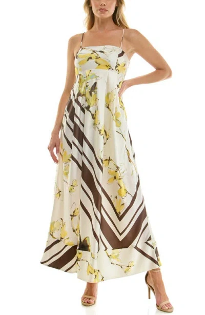 Socialite Print Sleeveless Maxi Dress In White