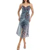 Socialite Ruched Cami Midi Dress In Blue