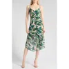 Socialite Ruched Cami Midi Dress In Green Pink
