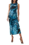 Socialite Ruched Midi Dress In Turquoise/ Black