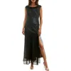 Socialite Semisheer Metallic Cocktail Dress In Black/silver