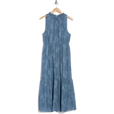 Socialite Sheer Texture Tiered Midi Dress In Slate