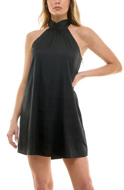 Socialite Shirred Sleeveless Minidress In Black