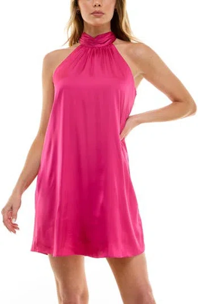 Socialite Shirred Sleeveless Minidress In Fuchsia