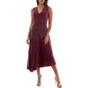 Socialite Shirred Waist Sleeveless Asymmetric Midi Dress In Fig