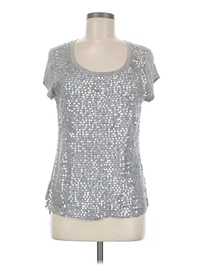 Pre-owned Socialite Short Sleeve Top Silver Metallic Pattern Scoop Neck Tops