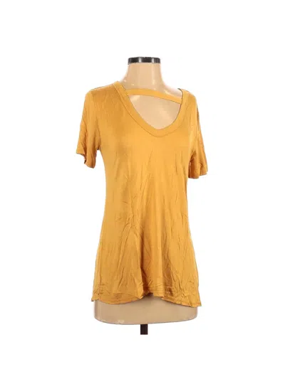 Pre-owned Socialite Short Sleeve Top Yellow Keyhole Neckline Tops