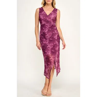 Socialite Sleeveless Mesh Midi Dress In Violet/ Purple