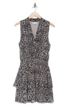 Socialite Sleeveless Pleated Minidress In Leopard