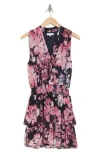 Socialite Sleeveless Pleated Minidress In Navy Pink Floral