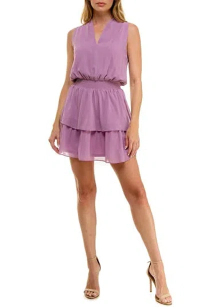 Socialite Sleeveless Pleated Minidress In Pink