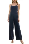 Socialite Sleeveless Stretch Wide Leg Jumpsuit In Navy
