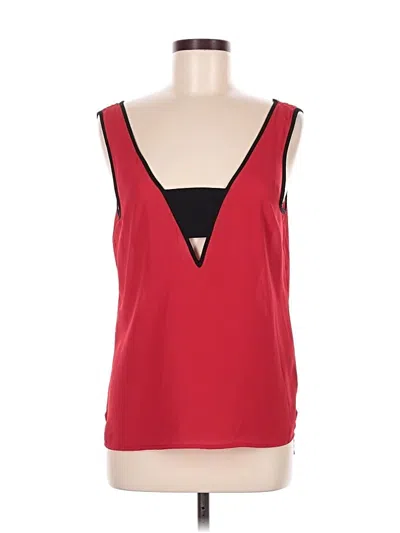 Socialite Sleeveless Top Red Plunge Neckline Tops