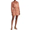 Socialite Smocked Long Sleeve Dress In Pink/rust Abstract Print