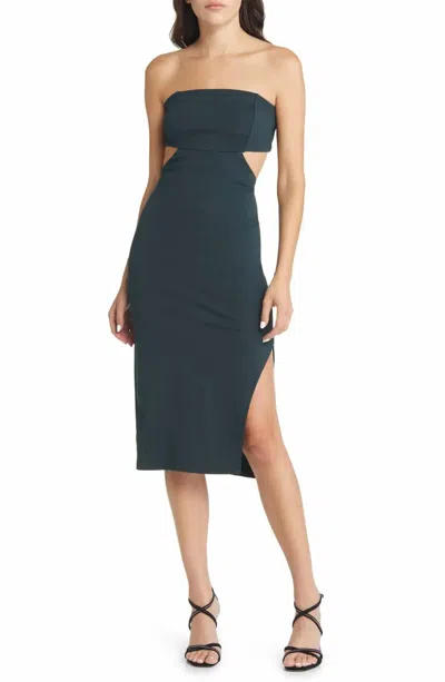 knee length dresses for ladies Strapless Cutout Slim Midi Dress – bebe main image 0