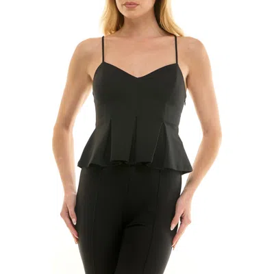 Socialite Structured Peplum Camisole In Black