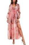 Socialite Swiss Dot Ruffle Maxi Dress In Pink