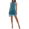 Socialite Tiered Chiffon Minidress In Blue Steel