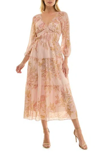 Socialite Tiered Midi Dress In Brown