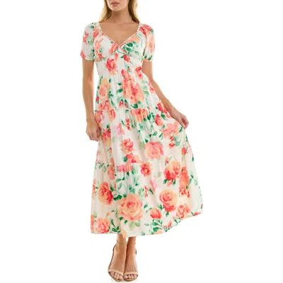 Socialite Tiered Midi Dress In Multi