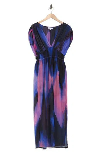 Socialite V-neck Maxi Dress In Blue/pink/black