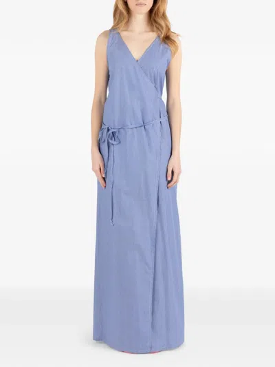 Société Anonyme 92 Striped V-neck Maxi Dress In Blue