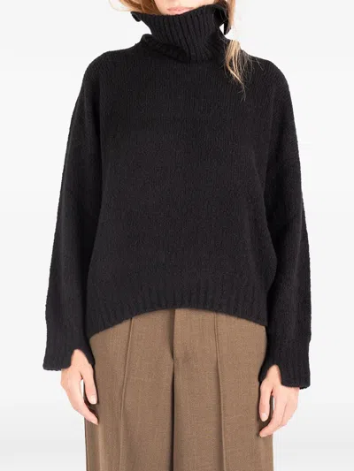 Société Anonyme Brushed-effect Roll-neck Sweater In Black