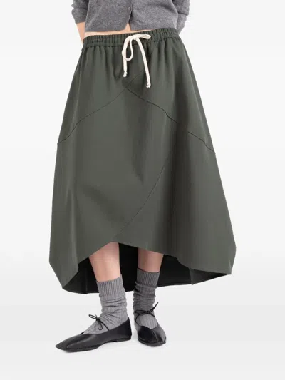 Société Anonyme Bunka Asymmetric Drawstring Maxi Skirt In Green