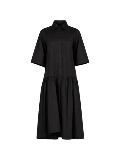 Société Anonyme Button-front Midi Shirt Dress In Black