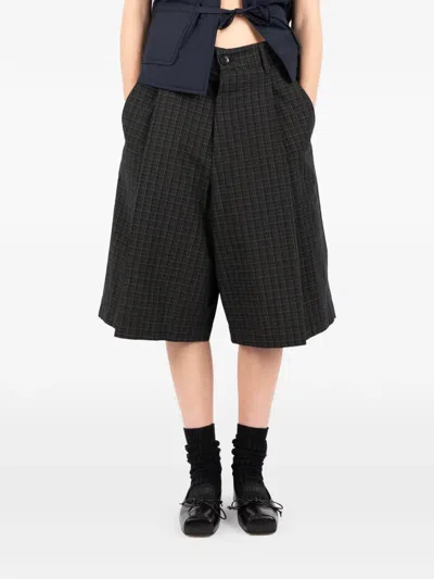 Société Anonyme Checked Pleated Shorts In Black